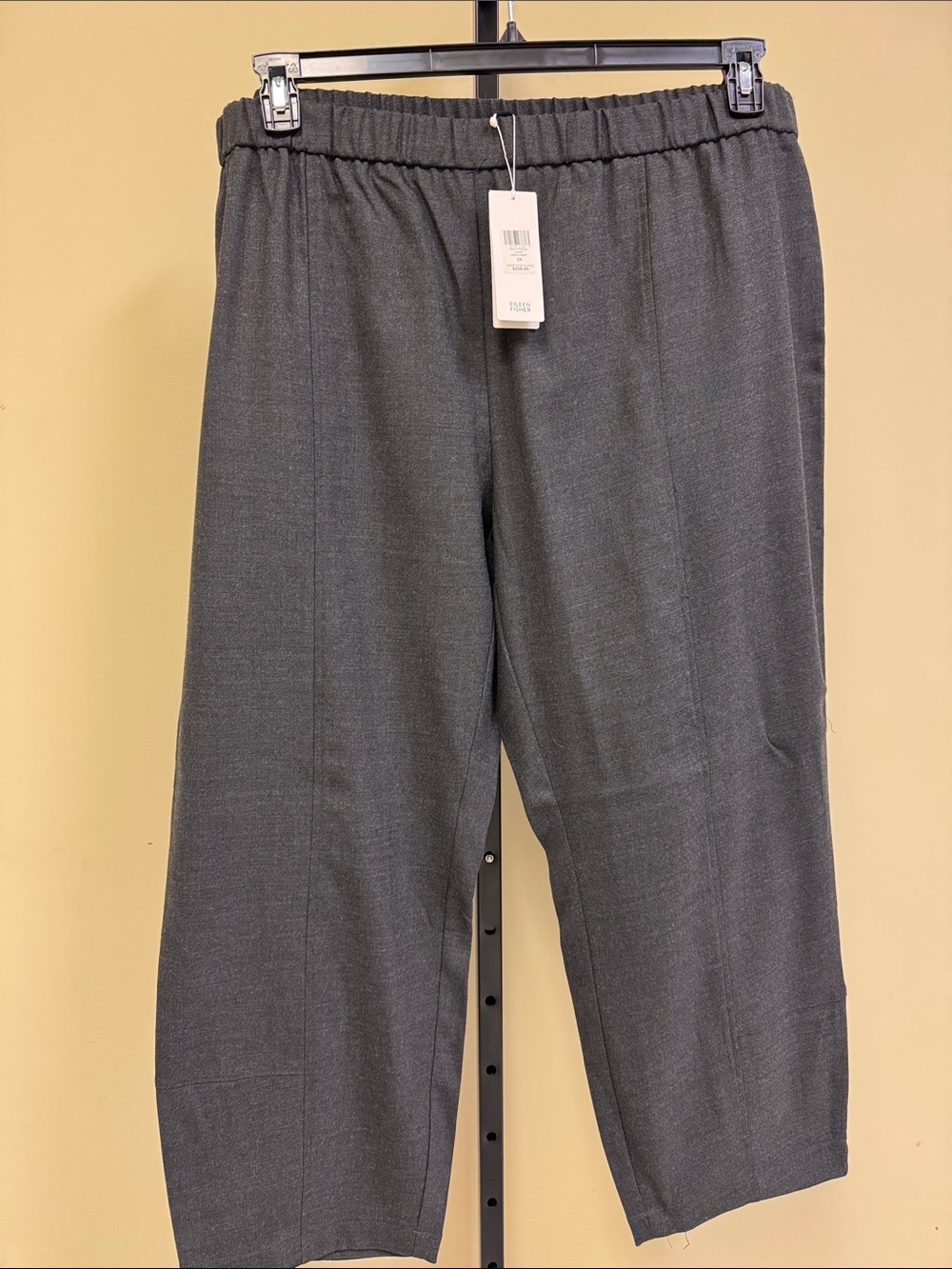 Eileen Fisher Gray Elastic-Waist Straight Trousers